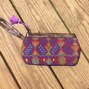 Leather and woven clutch, from Guatemala